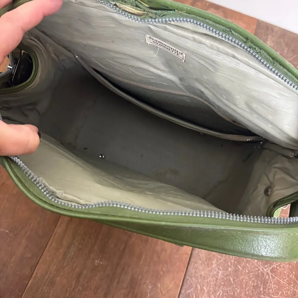 Vintage Samsonite Silhouette Denver, CO Green Zipper Carry-on Train‎ Bag Handles